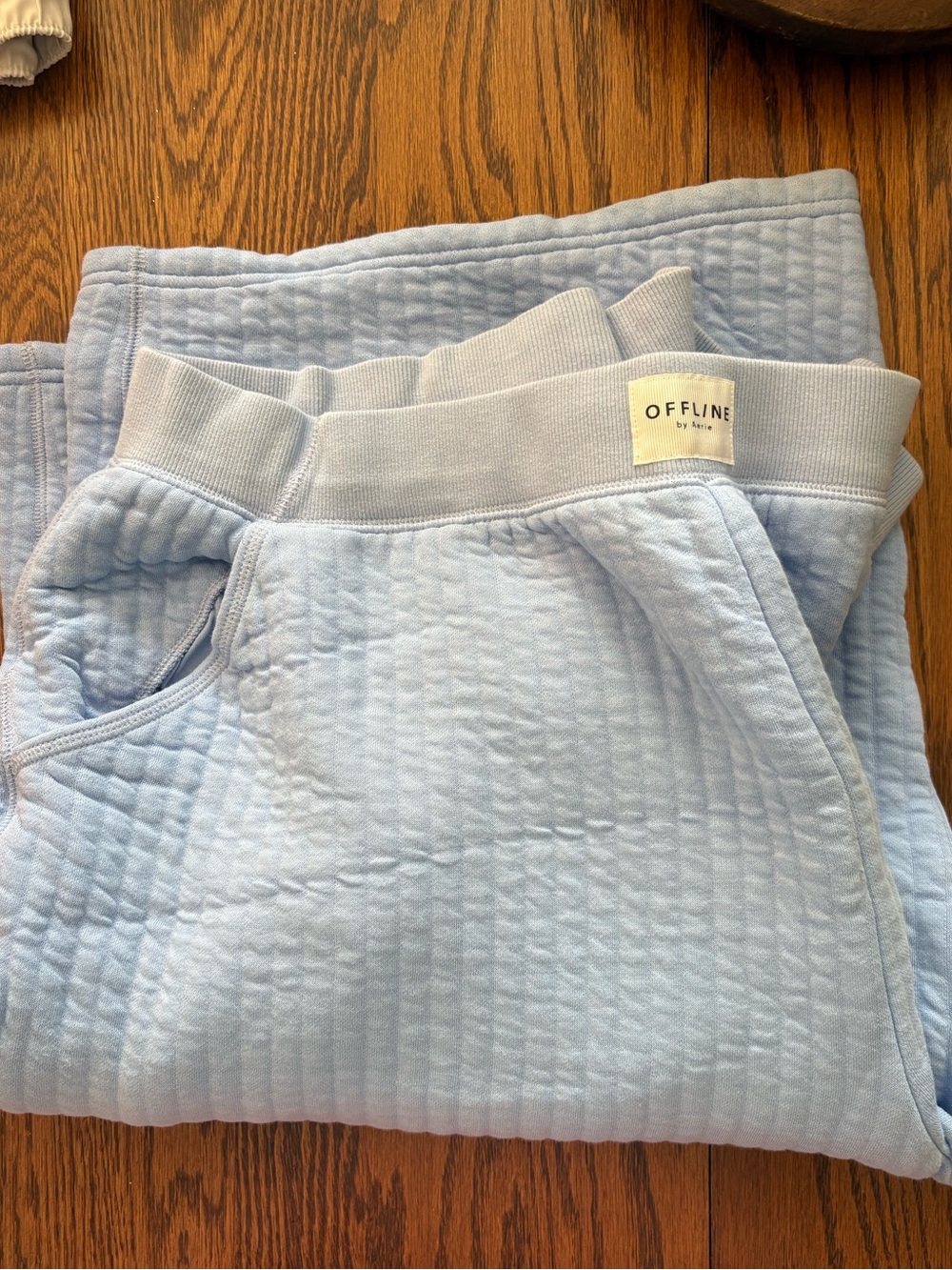 OFFLINE Aerie - Light Blue Wide Leg Lounge Pants - Waffle Knit - High Rise